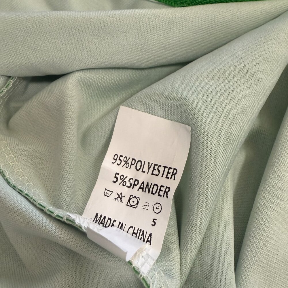 Green Graphic Patchwork Screen Print Zip Unitard … - image 7